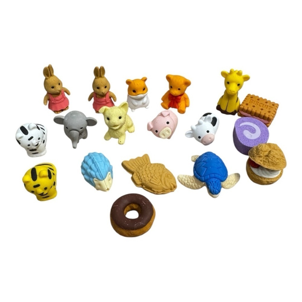 Iwako 3D Puzzle Erasers Lot Of 18 Assorted Animal and Food Erasers - Picture 4 of 5